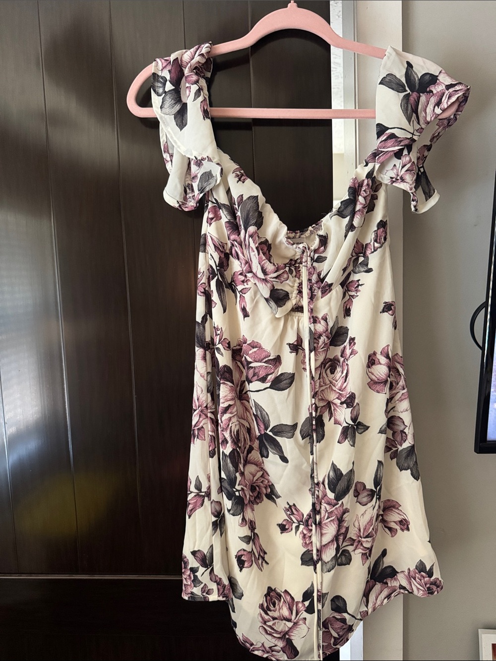 Dainty Hooligan Ivory Dress with Pink and Charcoal Floral Print